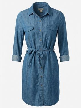 JustFab Chambray Shirt Dress in Blue S